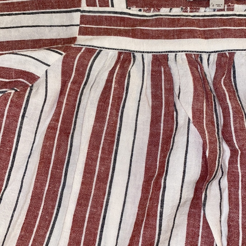 Loft Striped Linen Blend Short Sleeve Blouse - Picture 7 of 11